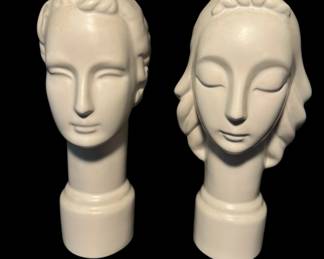 Modern Ceramic Man Woman Bust Statues By Global View