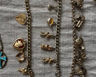 Vintage charm bracelets, watches and costume jewelry