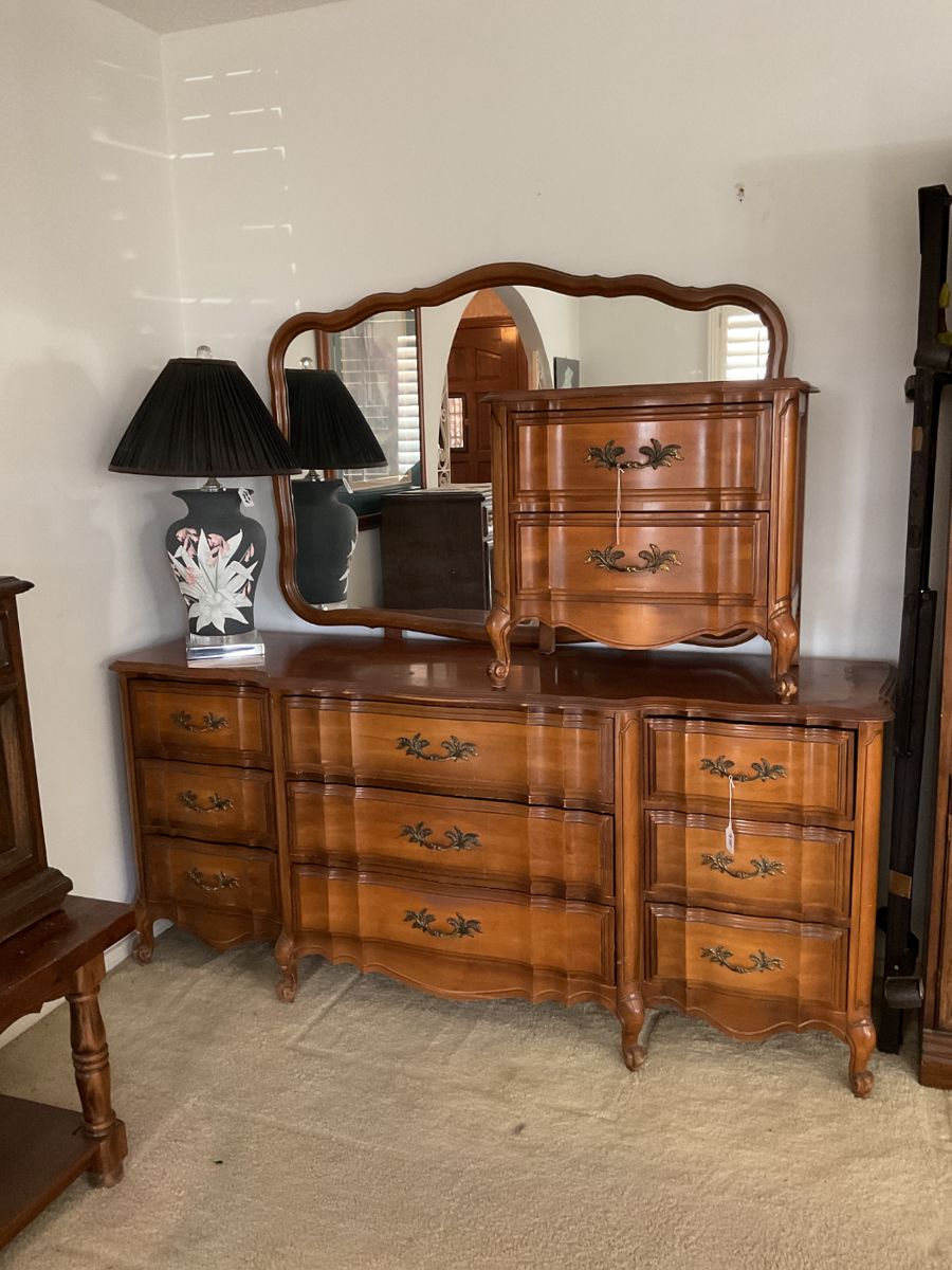 French style dresser-72x21x32   mirror-36x50                 side table- 25x17x24