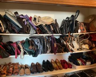 Large collection of shoes & purses