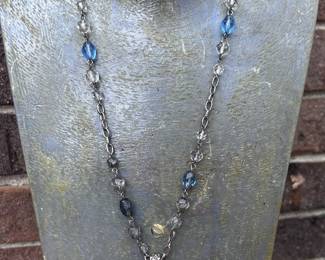 Blue Rhinestone Cross Necklace