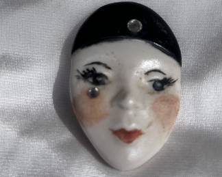 Vintage Handpainted Face Brooch