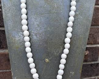 Wooden White Beads With Medallion