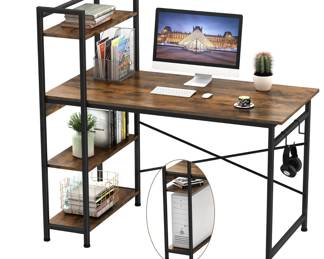 Computer Desk with 4 Tier Shelves for Home Office, 47 Writing Study