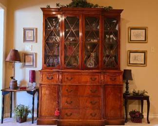 Breakfront Cabinet with Bubble Glass and Butler's Desk