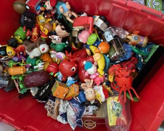 Bin of wind ups many vintage