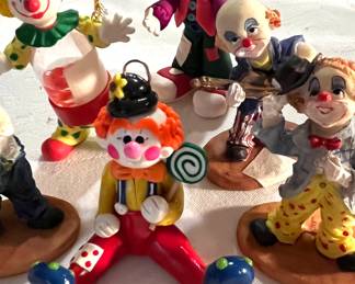 Assortment of unique and funny clown figurines
