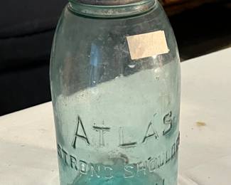 ATLAS aqua glass jar with aluminum lid #10