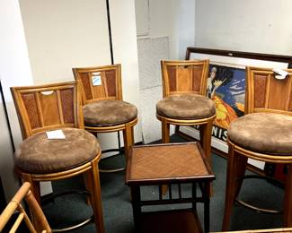 Rattan swivel bar chairs .....4 for $200!