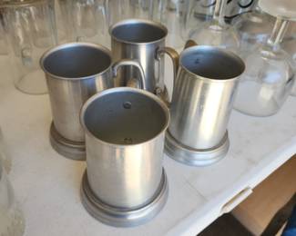 4 Tankard Mugs Aluminum Clear Bottom