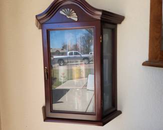 Wood & Glass Curio Cabinet table top or wall mount 