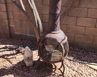 Rustic Outdoor Steel Cast Iron Chimenea Wood Fire Pit