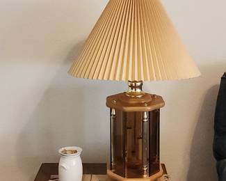 Mid Century Modern MCM Glass Panel Table Lamp
