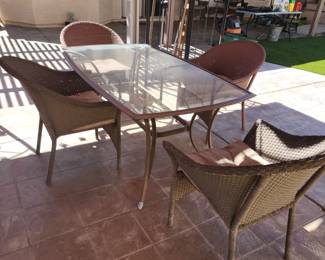 Patio Table with Wicker Chairs