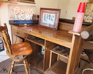 Short Wood Bar with Swivel Chair