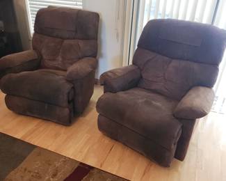 Pair Lazy Boy Suede Style Recliners