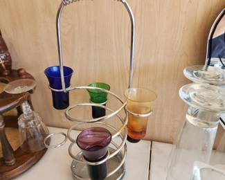 Godinger Metal with 4 Glasses Flatware Caddy