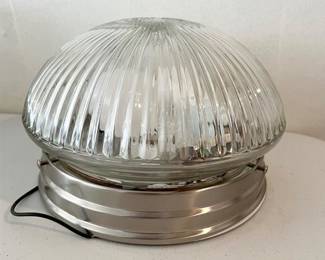 Ribbed Glass Flush Mount Light Fixture