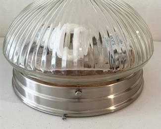 Ribbed Glass Flush Mount Light Fixture