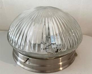 Ribbed Glass Flush Mount Light Fixture