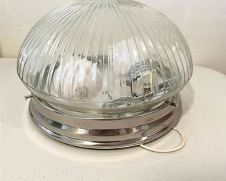 Ribbed Glass Flush Mount Light Fixture
