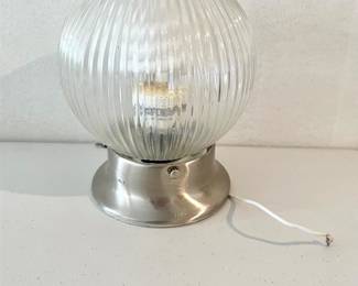 Ribbed Glass Flush Mount Light Fixture