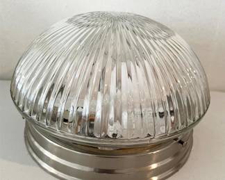 Ribbed Glass Flush Mount Light Fixture