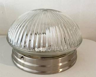 Ribbed Glass Flush Mount Light Fixture