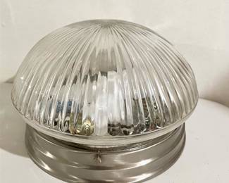 Ribbed Glass Flush Mount Light Fixture