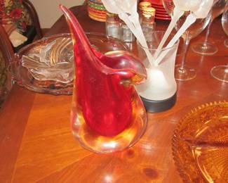 jan red murano vase