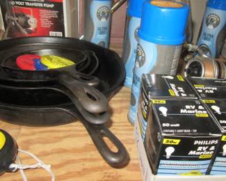 jan cast iron pans and light bulbs