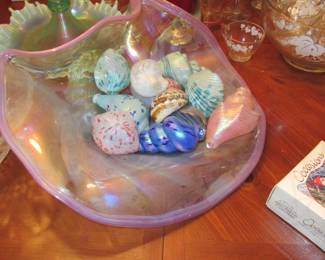 jan murano shell dish with shells