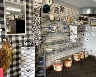 unique new items, cheetah cowhide rug, new blanket, and antique dishes, mirrors and more