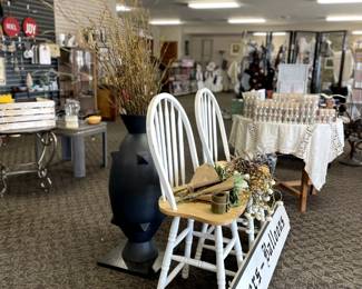 furniture, vases and signs