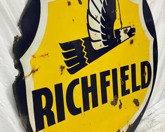 5ft Double-Sided Porcelain Richfield Gasoline Sign