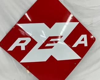 50-Inch Porcelain R.E.A. Sign in Red and White