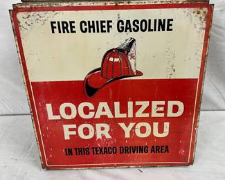 15 1/2 x 16 1/2 Fire Chief Gasoline Pump Sign Topper