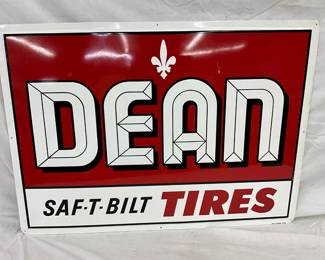 42×30 Dean Saf-T-Bilt Tires Self-Framed Metal Advertising Sign