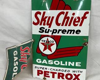 1959 Texaco Sky Chief Gasoline Pump Plate, 12 x 18, with Partial Label