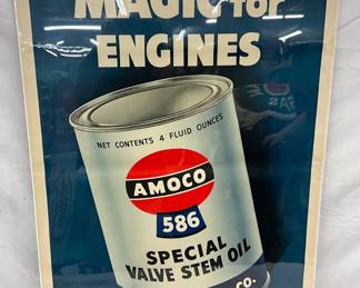 28 x 42″ Amoco 586 Valve Stem Oil Advertising Window Sign