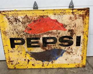 Embossed Pepsi Metal Advertising Sign, 58” x 42 1/2”