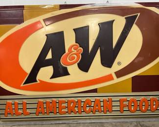 98 x 68″ Lexan A&W Root Beer Embossed ‘All American Food’ Sign