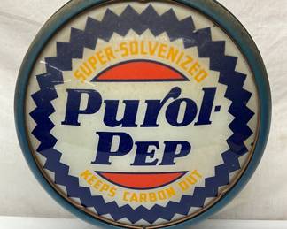 15-Inch Metal-Body Purol-Pep Gas Pump Globe with Glass Lenses