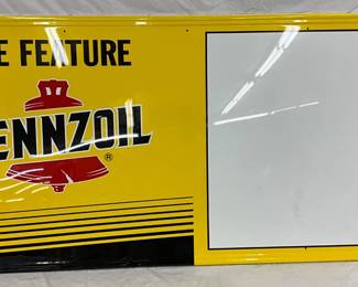 72″ x 36″ Pennzoil Metal Store Sign Featuring Logo and Blank Display Area