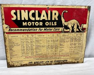 16X12 Double-Sided Sinclair Motor Oils Metal Chart for Cars, Trucks, and Tractors