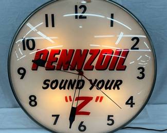 20 1/2-Inch Pennzoil ‘Sound Your Z’ Illuminated Advertising Clock