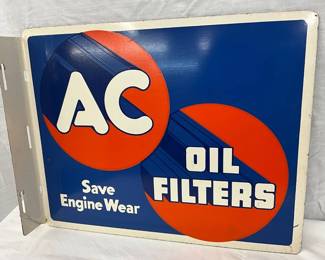 AC Oil Filters Metal Flange Advertising Sign, 15 x 12 Inches