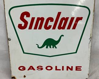 12 x 13 1/2 Inch Porcelain Sinclair Dino Gasoline Pump Plate