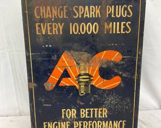 AC Spark Plug Advertising Cabinet with Wood Drawers