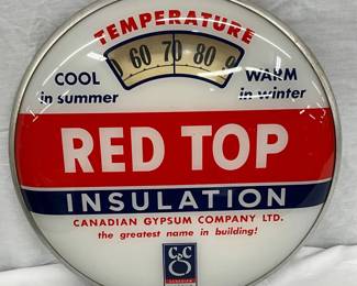 14-Inch Red Top Insulation Advertising Thermometer by Canadian Gypsum Company